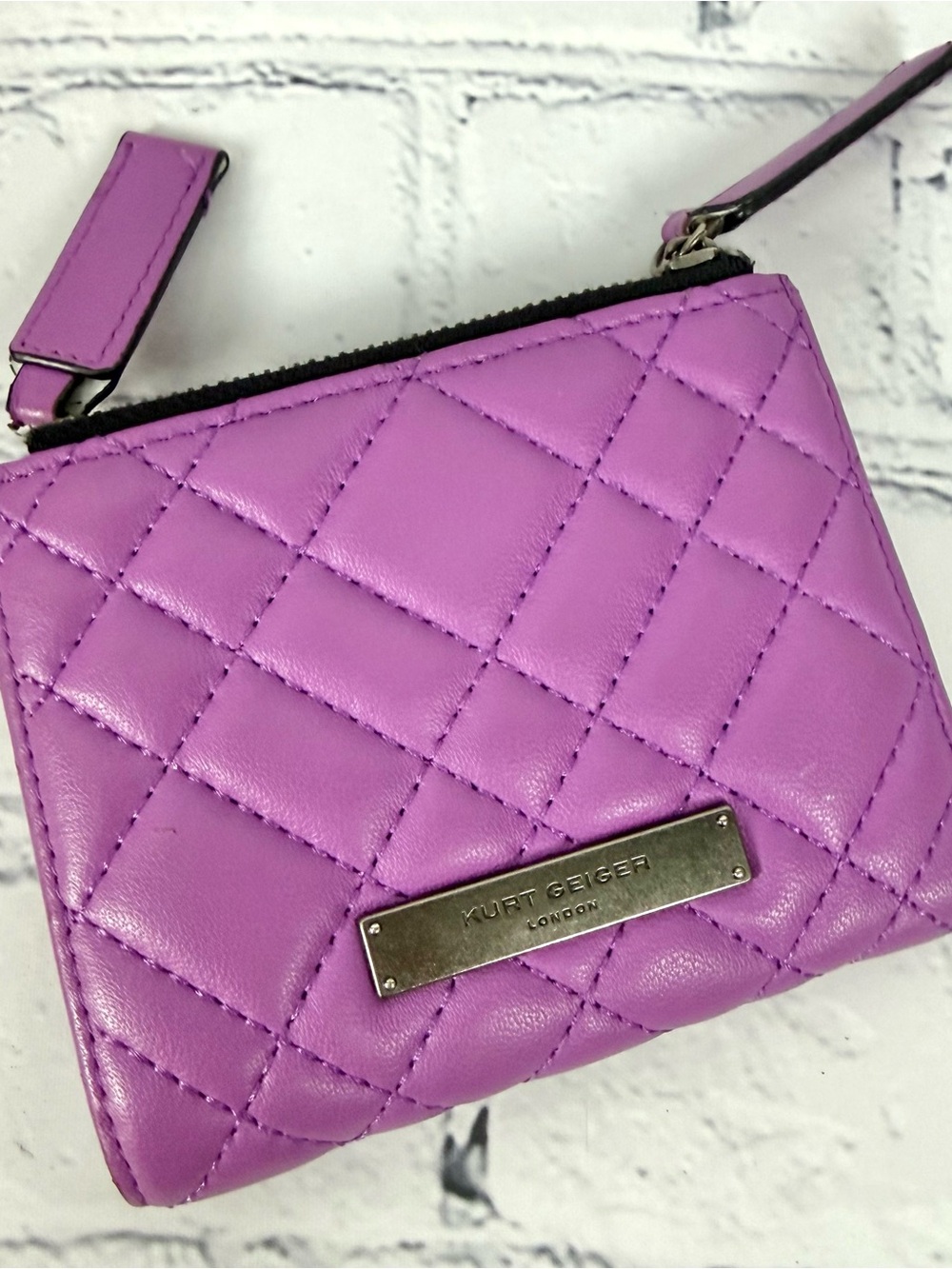 Kurt Geiger London Brixton Diamond Quilted Purple Wallet